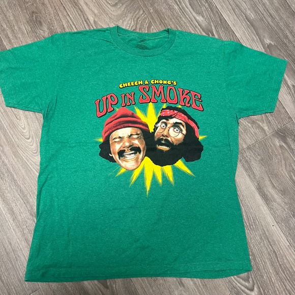 Cheech & Chong Up In Smoke Graphic Print T-Shirt Movie Comedy Green Large‎ - Picture 1 of 6